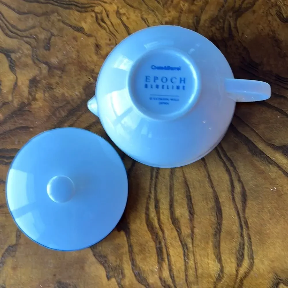 CRATE & BARREL Epoch Blueline Creamer Kathleen Wills 8oz NWOT